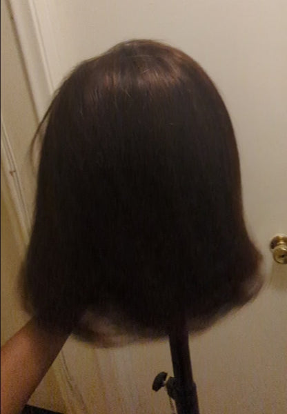 10 Inch. 13×4 Frontal Wig. Straight Bob Style.    100% Human Hair. COLOR: Natural Brown. 150% Density