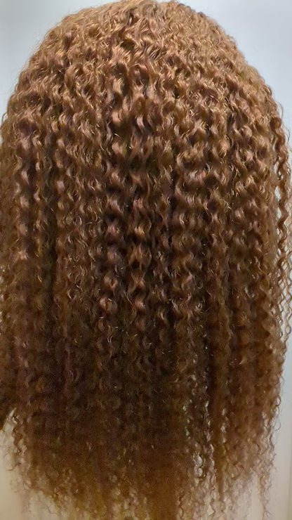 22 Inch. Kinky Wavy. COLOR: Gold #6. 100% Human Hair. 150% Density