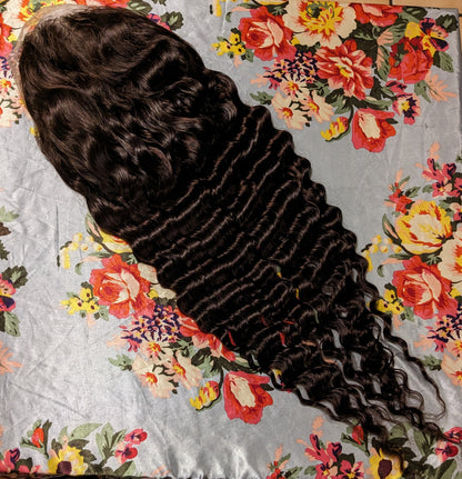 20 Inch Deep Wave. 100% Human (360 HD) Lace Wig. COLOR:Brown.  150% Density