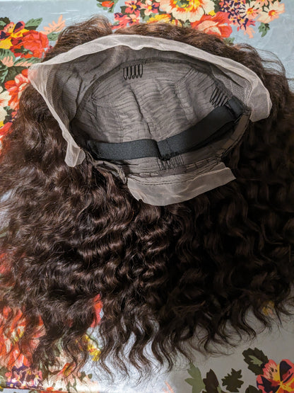 14 inch. Soft Deep Water Wave. 100% Human Hair. COLOR:Brown. 13×4 (HD Lace) Wig. 150% Density