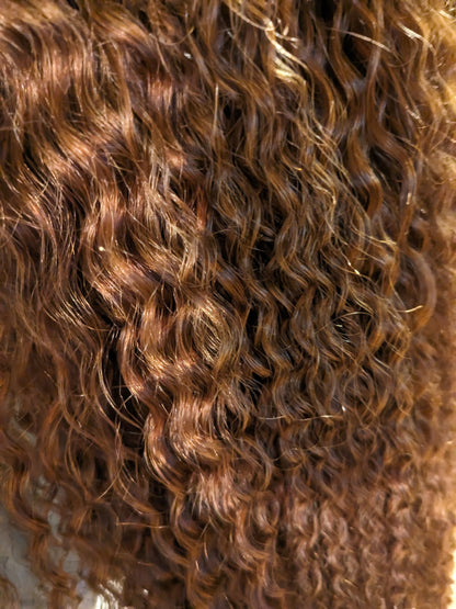 22 Inch. Kinky Wavy. COLOR: Gold #6. 100% Human Hair. 150% Density